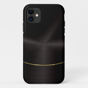 黒ステンレフェイクス金ゴールドアクセント iPhone 11 ケース