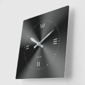 黒ステンレフェイクス鋼 スクエア壁時計 (傾斜)