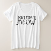 黒ストップと白の猫のTypoのおもしろいを表示しない プラスサイズTシャツ (デザイン正面)