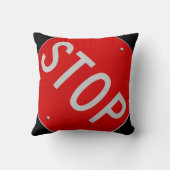 黒ストップ印/赤と白 クッション (裏面)