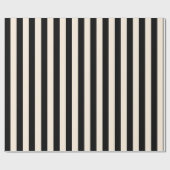 黒ストライプとクリームの縦型のパターン ラッピングペーパー (フラット)