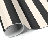 黒ストライプとクリームの縦型のパターン ラッピングペーパー (ロールコーナー)