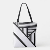 黒ストライプと白の三角形 トートバッグ (裏面)