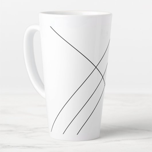 黒ストライプと白の対角ラテマグ カフェラテマグ (左アングル)