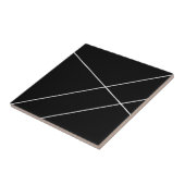 黒ストライプと白の対角線 タイル (側面)