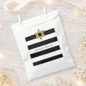 黒ストライプと白の金ゴールドとダビデの星 フェイバーバッグ (クリップ留めされた状態)