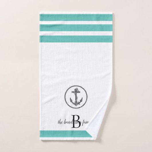 黒ストライプのパーソナライズされた丸いかり ハンドタオル (ハンドタオル)