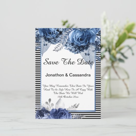 黒ストライプの色のフローラ縁どが日付を保存 (スタンド正面)