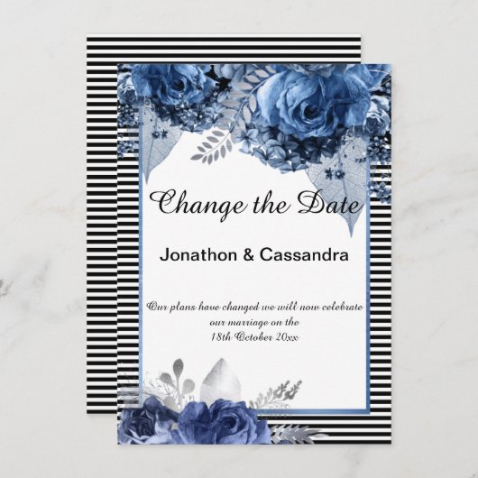 黒ストライプの色のフローラ縁どが日付を変更 (正面/裏面)