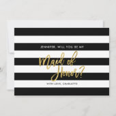 黒ストライプメイド・オブ・オーナー（花嫁付き添い人） 招待状 (正面)