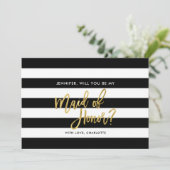 黒ストライプメイド・オブ・オーナー（花嫁付き添い人） 招待状 (スタンド正面)