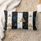 黒ストライプ三角形パカラフルターン ランバークッション (ブランケット)