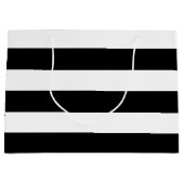 黒ストライプ色パターン{背景色を選択} ラージペーパーバッグ (正面)