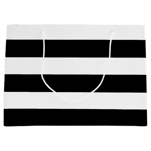 黒ストライプ色パターン{背景色を選択} ラージペーパーバッグ (正面)