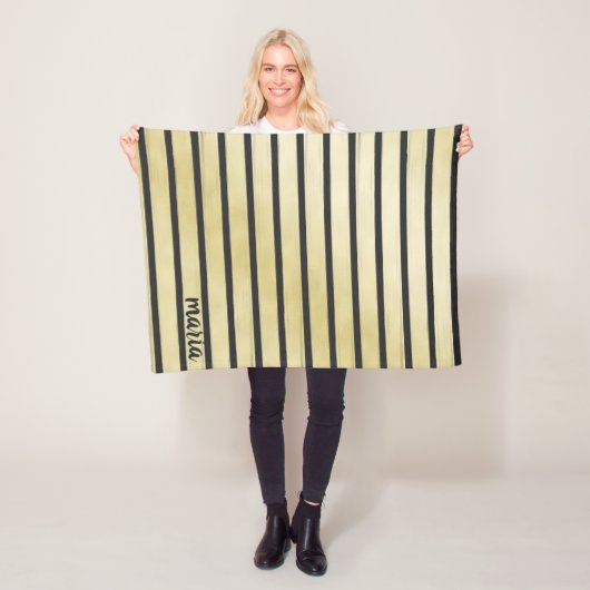 黒ストライプ色 フリースブランケット (インサイチュ)