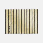 黒ストライプ色 フリースブランケット (正面(横))