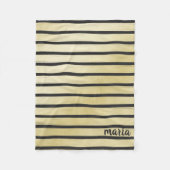 黒ストライプ色 フリースブランケット (正面)