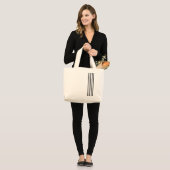黒ストライプ色 ラージトートバッグ (正面(モデル))