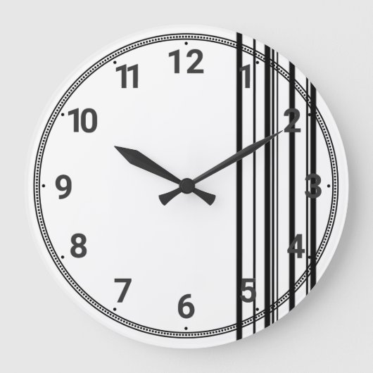 黒ストライプ色 ラージ壁時計 (正面)