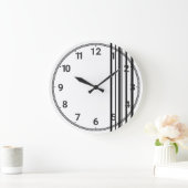 黒ストライプ色 ラージ壁時計 (ホーム)