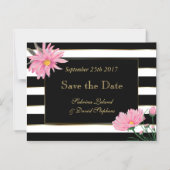 黒ストライプ菊と紅菊の節句 マグネット招待状 (正面)