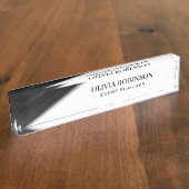 黒ストライプ金ゴールド細線 デスクネームプレート (側面)