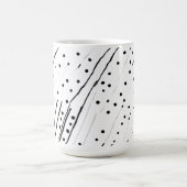 黒ストライプ、白、灰色のパターンまたは水玉模様 コーヒーマグカップ (中央)