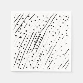 黒ストライプ、白、灰色のパターンまたは水玉模様 スタンダードカクテルナプキン