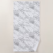 黒ストライプ、白、灰色のパターンまたは水玉模様 ビーチタオル (正面)