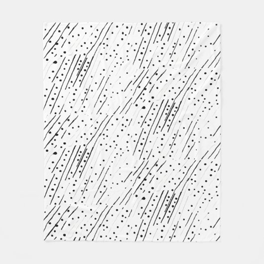 黒ストライプ、白、灰色のパターンまたは水玉模様 フリースブランケット (正面)