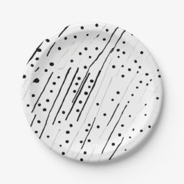 黒ストライプ、白、灰色のパターンまたは水玉模様 ペーパープレート