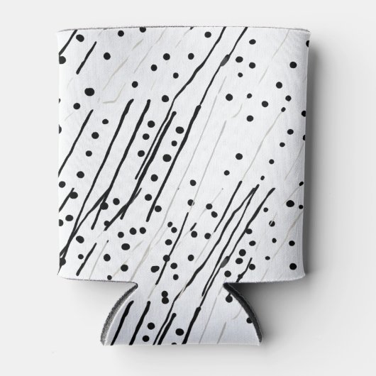 黒ストライプ、白、灰色のパターンまたは水玉模様 缶クーラー (正面)