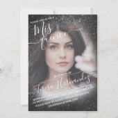 黒スパークエレガントリーグリッター写真キンセアニラ 招待状 (正面)