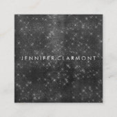 黒スパークルエレガント美しいスタイリスト スクエア名刺 (正面)