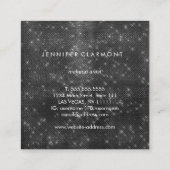 黒スパークルエレガント美しいスタイリスト スクエア名刺 (裏面)
