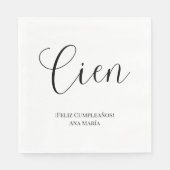 黒スペインの白ミニマリスト100誕生日 スタンダードランチョンナプキン (正面)