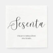 黒スペインの白ミニマリスト60誕生日 スタンダードランチョンナプキン (正面)