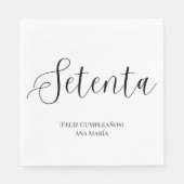 黒スペインの白ミニマリスト70誕生日 スタンダードランチョンナプキン (正面)