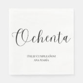 黒スペインの白ミニマリスト80誕生日 スタンダードランチョンナプキン (正面)