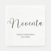 黒スペインの白ミニマリスト90誕生日 スタンダードランチョンナプキン (正面)