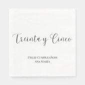 黒スペインの白ミニマル35誕生日 スタンダードランチョンナプキン (正面)