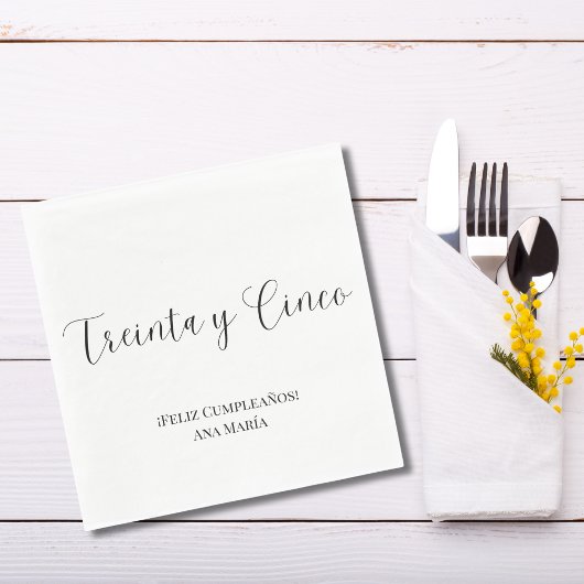 黒スペインの白ミニマル35誕生日 スタンダードランチョンナプキン