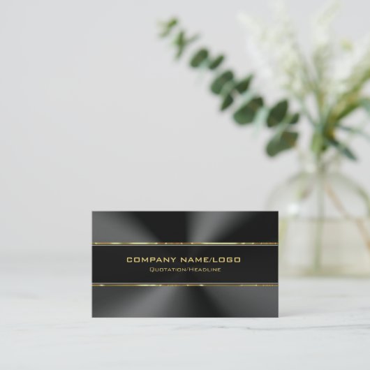 黒スモダンテンレス鋼と金ゴールドアクセント 名刺 (スタンド正面)