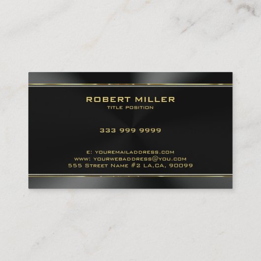 黒スモダンテンレス鋼と金ゴールドアクセント 名刺 (裏面)