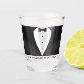 黒スーツ＆蝶ネクタイの新郎 ショットグラス (正面)