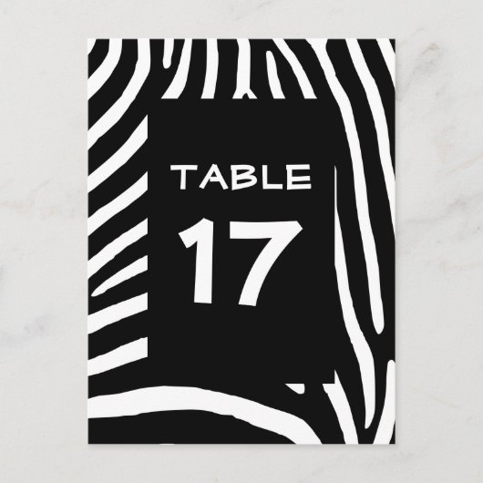 黒ゼブラストライプテーブル番号 ポストカード (正面)