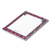 黒ゼブラストライプパターン付きピンクの弓 ノートパッド (回転)