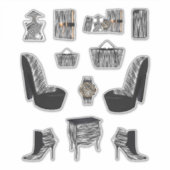 黒ゼブラプリント女性高ファッションデカール シール (正面)