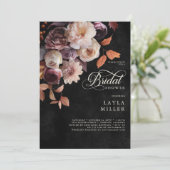 黒ソフトエレガント秋フローラスクリプトシャワー 招待状 (スタンド正面)