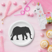 黒ゾウのイラストレーション動物が動物園のシルエットに ペーパープレート (パーティー)